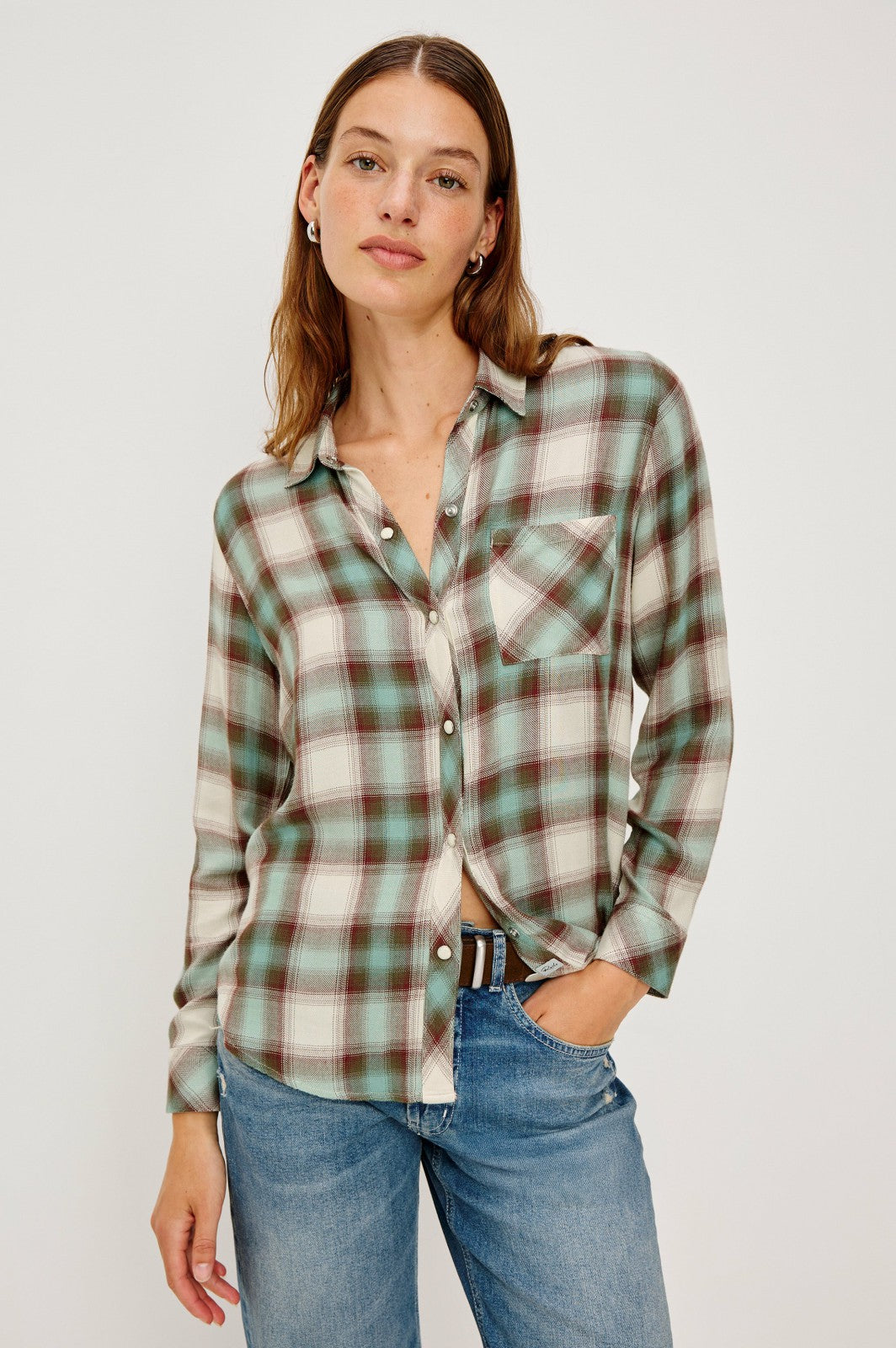 HUNTER SHIRT - BIRCH OLIVE TEAL| Rails on sale