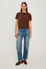 COTTON CASHMERE T-SHIRT - ESPRESSO| Rails discount