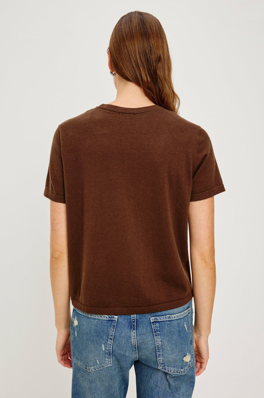 COTTON CASHMERE T-SHIRT - ESPRESSO| Rails discount