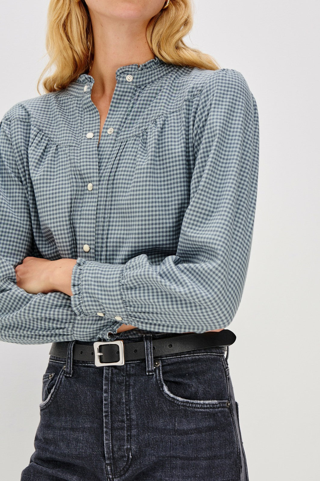 ALANNA SHIRT - STONE BLUE CHECK| Rails sale