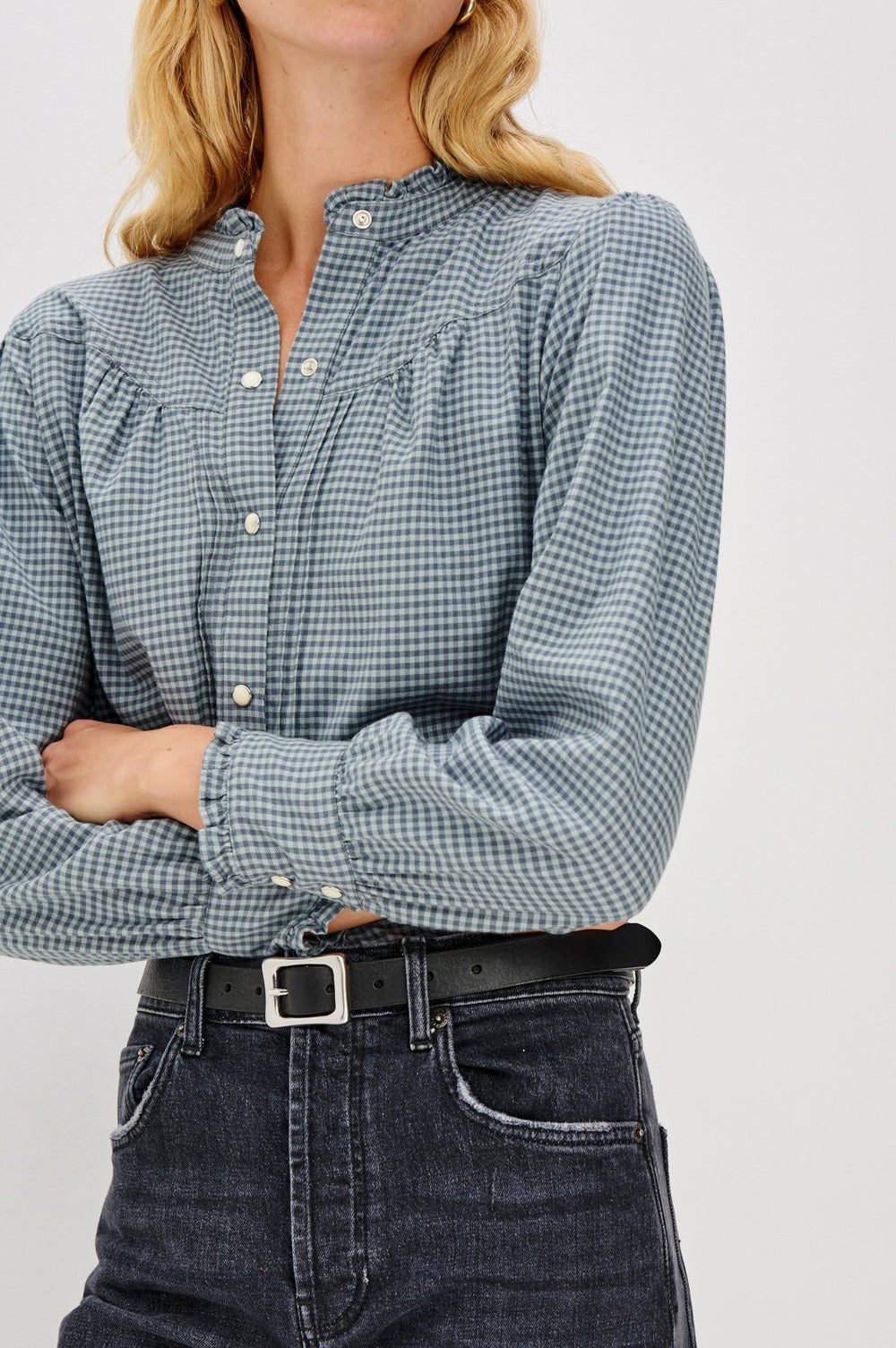 ALANNA SHIRT - STONE BLUE CHECK| Rails sale