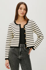 CATANIA CARDIGAN - IVORY BLACK STRIPE| Rails on sale