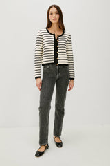 CATANIA CARDIGAN - IVORY BLACK STRIPE| Rails on sale