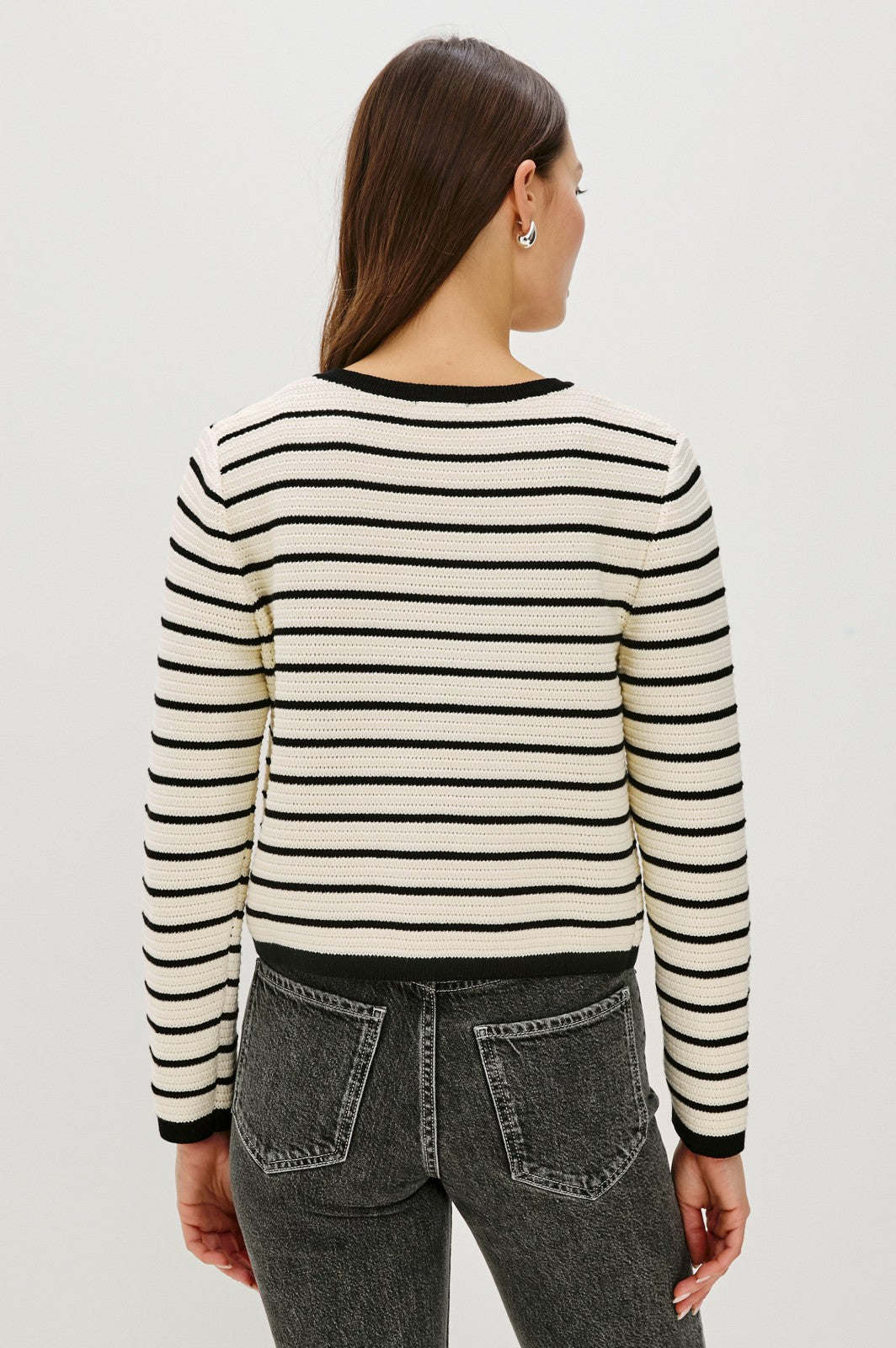 CATANIA CARDIGAN - IVORY BLACK STRIPE| Rails on sale