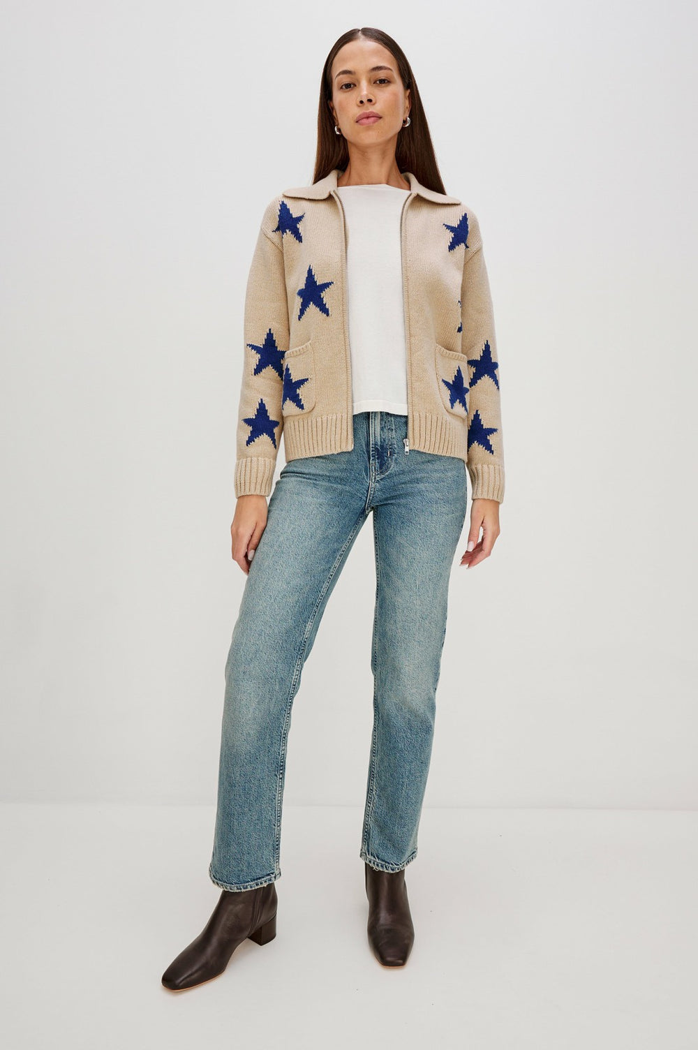 RHEA SWEATER - CAMEL COBALT STARS| Rails for sale