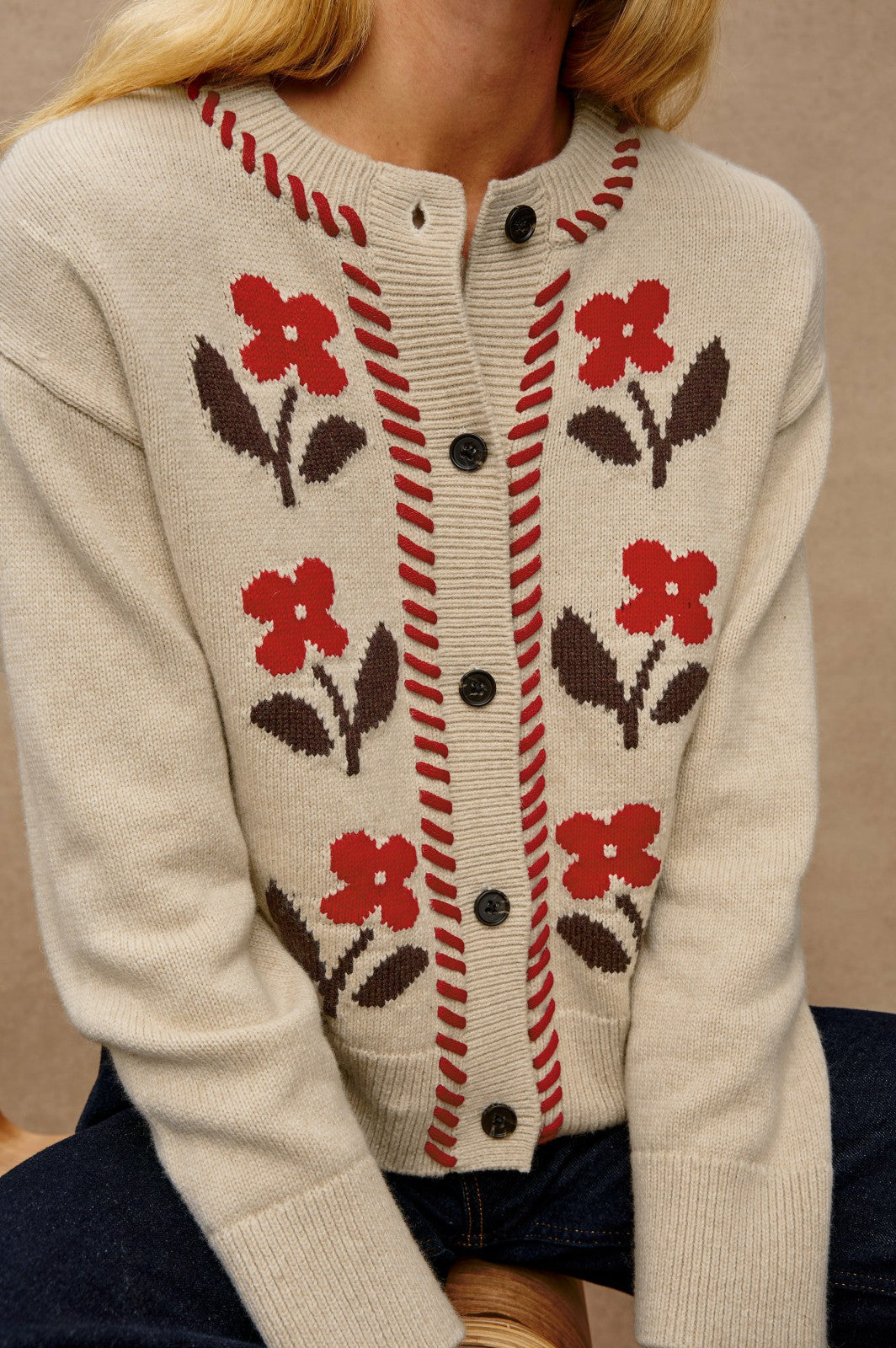 MAVIE CARDIGAN - CARMINE FLORAL| Rails outlet
