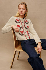 MAVIE CARDIGAN - CARMINE FLORAL| Rails outlet