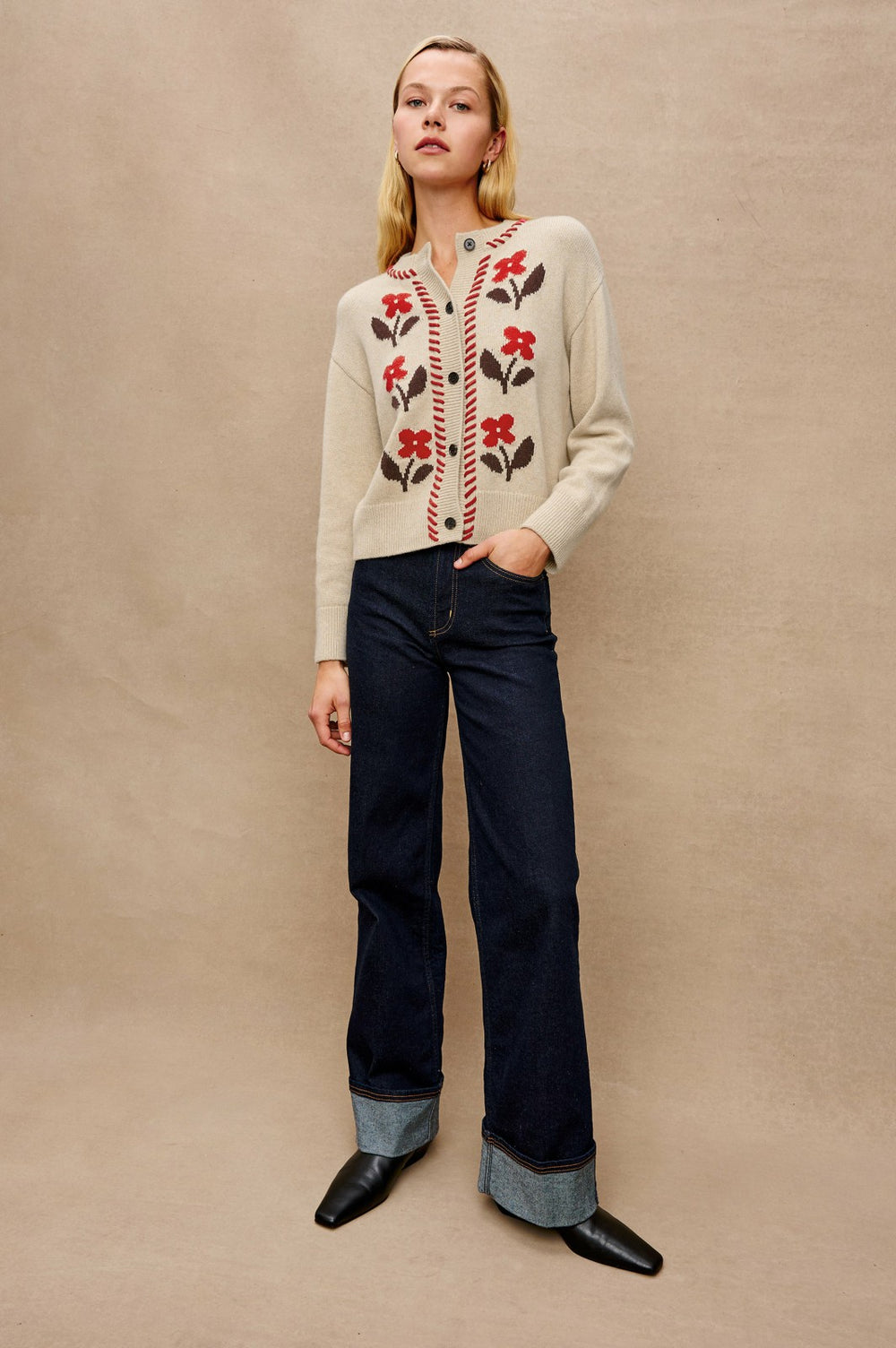 MAVIE CARDIGAN - CARMINE FLORAL| Rails outlet