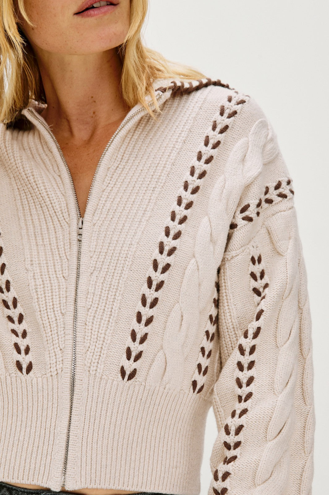 LUNE SWEATER - OATMEAL BROWN WHIP STITCH| Rails near me