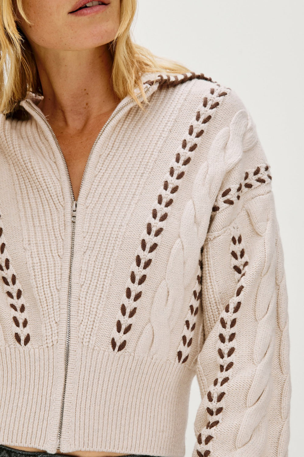 LUNE SWEATER - OATMEAL BROWN WHIP STITCH| Rails near me