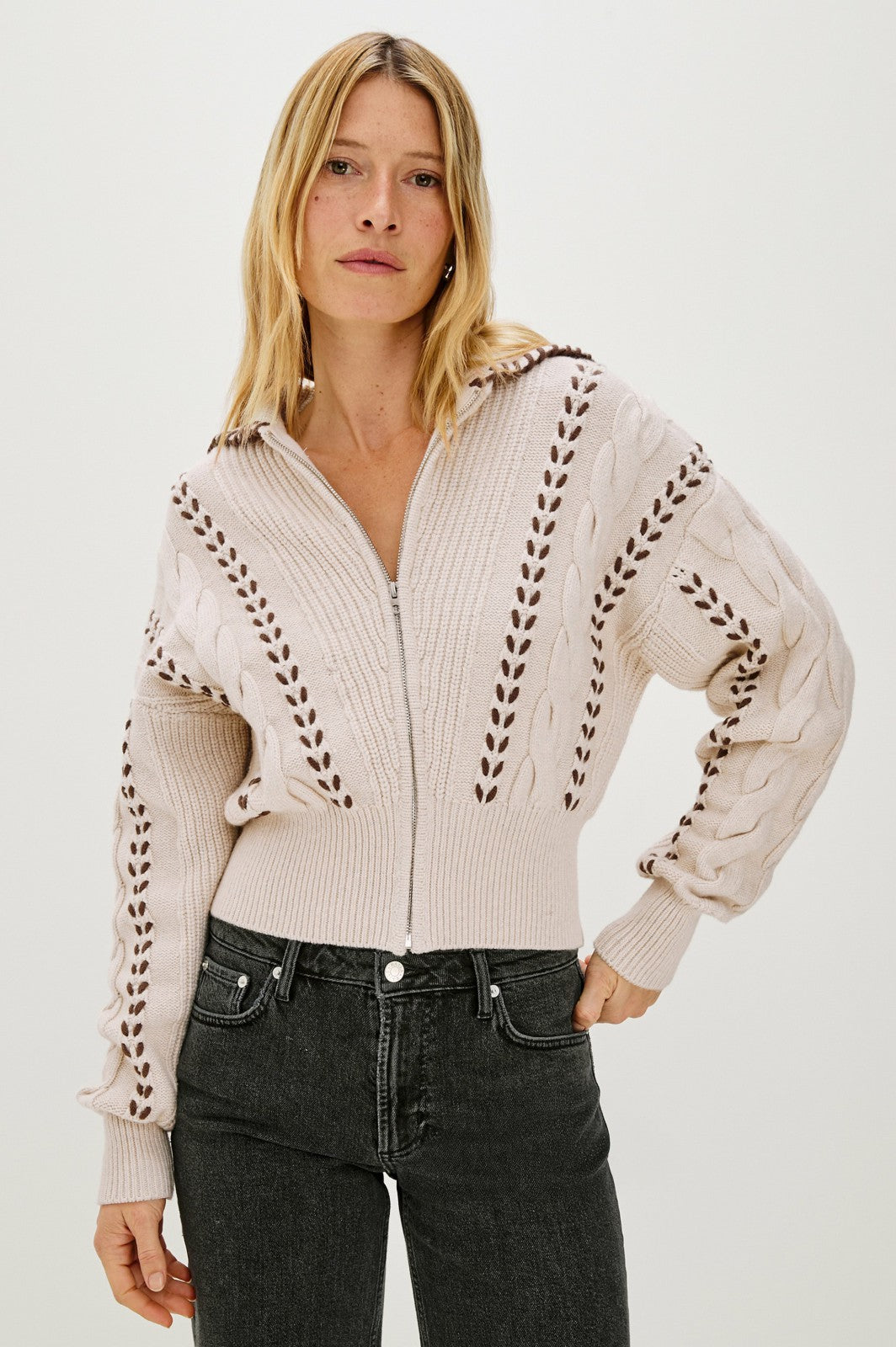 LUNE SWEATER - OATMEAL BROWN WHIP STITCH| Rails near me