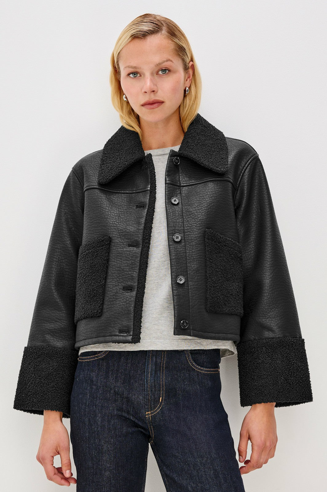 DRIA JACKET - BLACK SHEARLING| Rails on sale