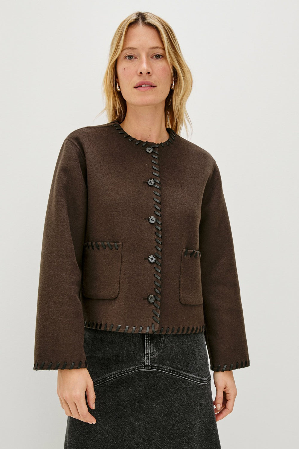 MELANIE JACKET - DARK BROWN| Rails online