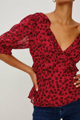 MIRAMAR TOP - CARMINE DAISIES| Rails outlet