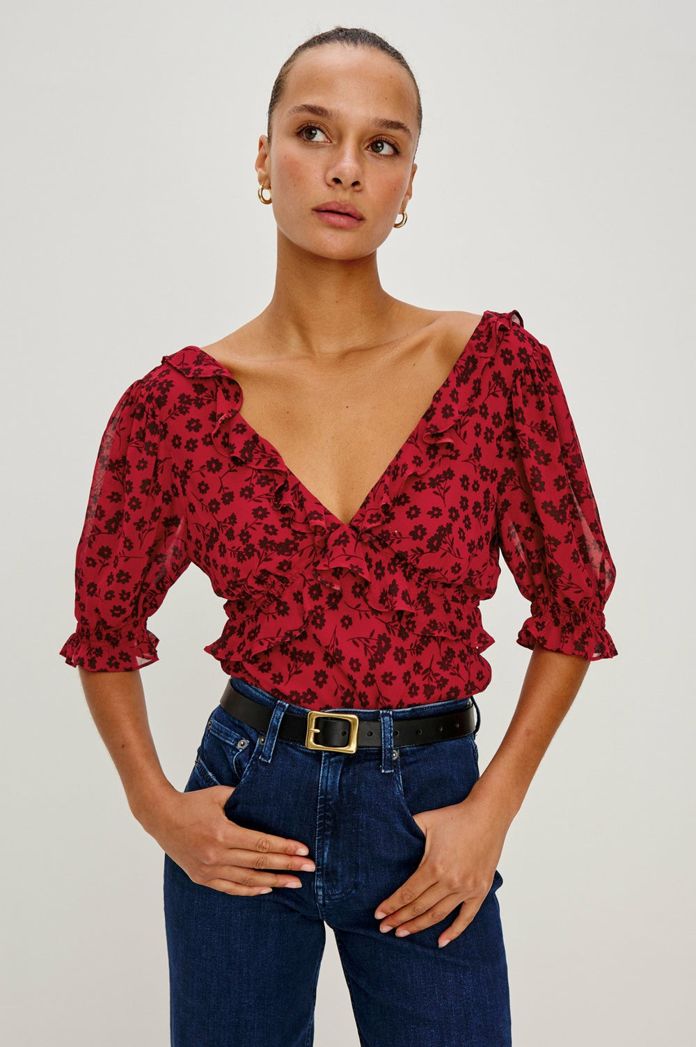 MIRAMAR TOP - CARMINE DAISIES| Rails outlet