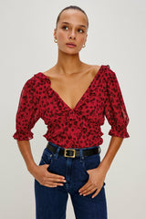MIRAMAR TOP - CARMINE DAISIES| Rails outlet