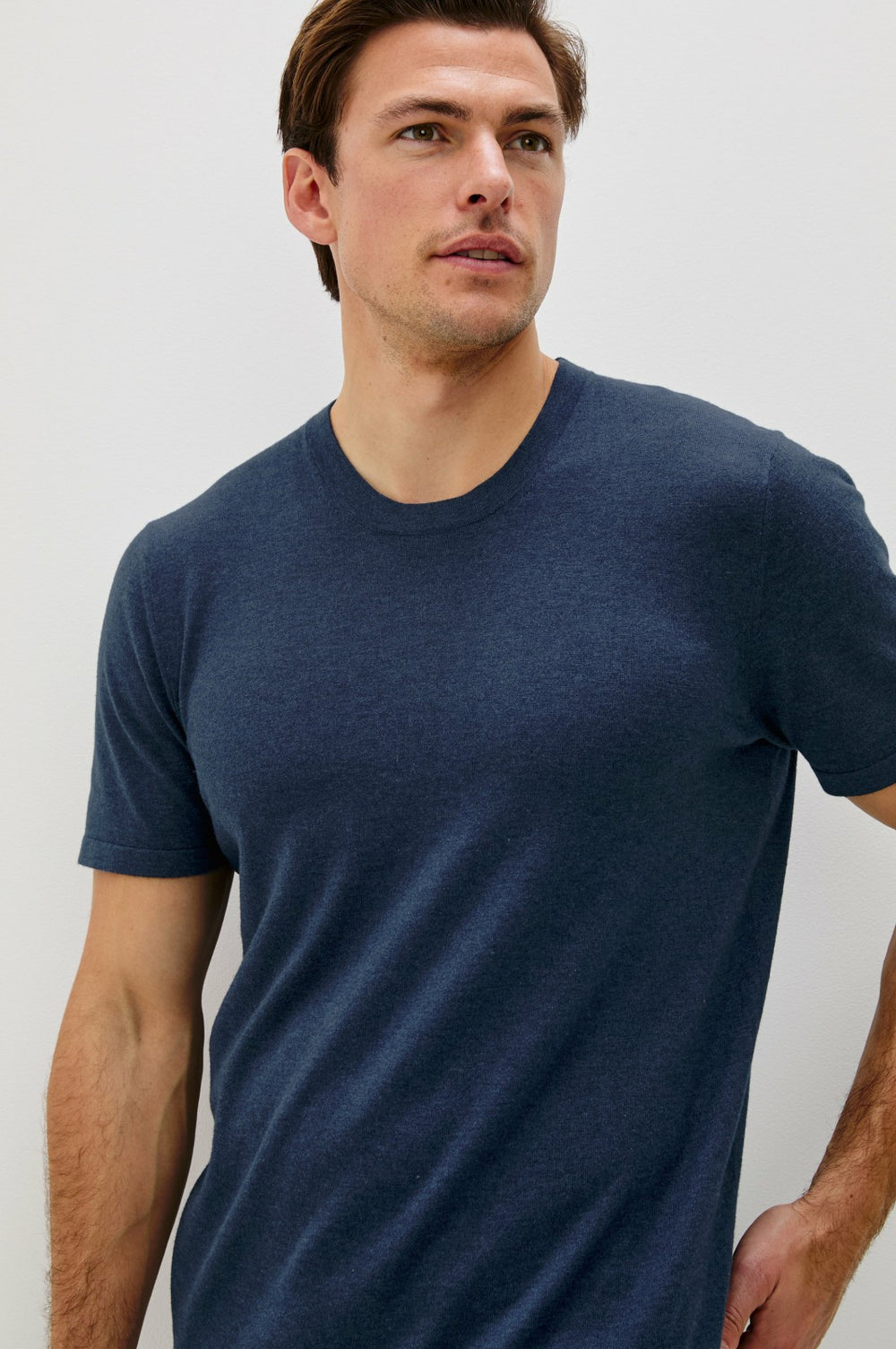 MASON COTTON CASHMERE T-SHIRT - HEATHER BLUE| Rails US