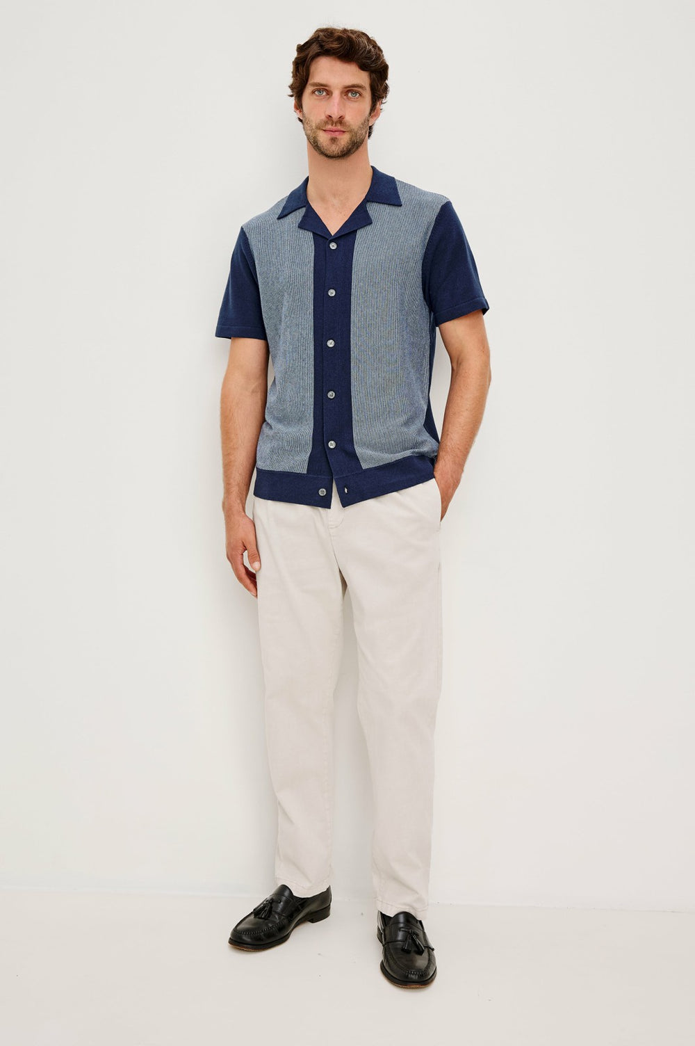 SILAS SHIRT - NAVY LAGOON STRIPE| Rails discount