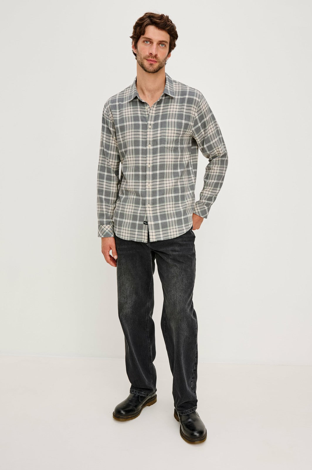 WYATT SHIRT - CAMEMBERT CHARCOAL MELANGE| Rails outlet