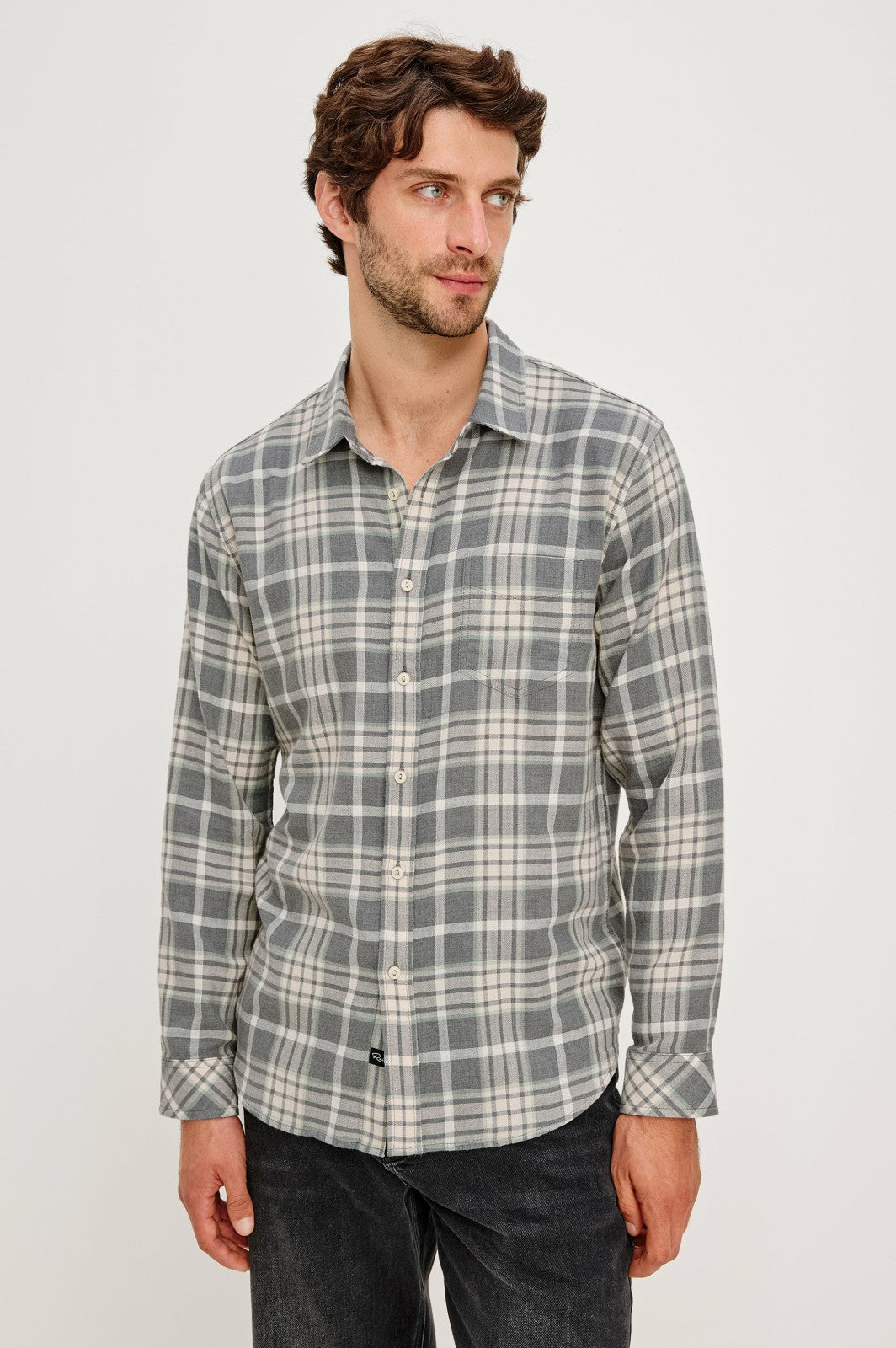 WYATT SHIRT - CAMEMBERT CHARCOAL MELANGE| Rails outlet