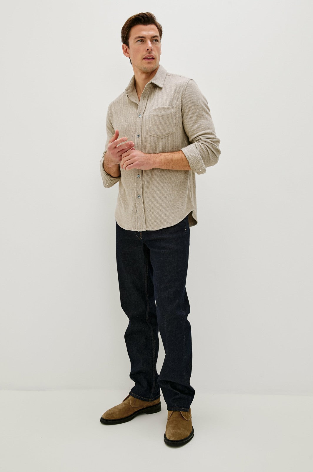 HAWKE SHIRT - TAUPE TWILL| Rails discount