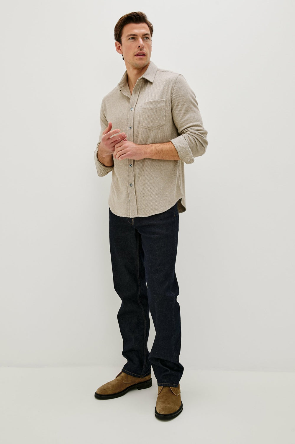 HAWKE SHIRT - TAUPE TWILL| Rails discount