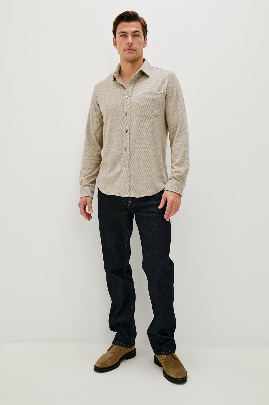 HAWKE SHIRT - TAUPE TWILL| Rails discount