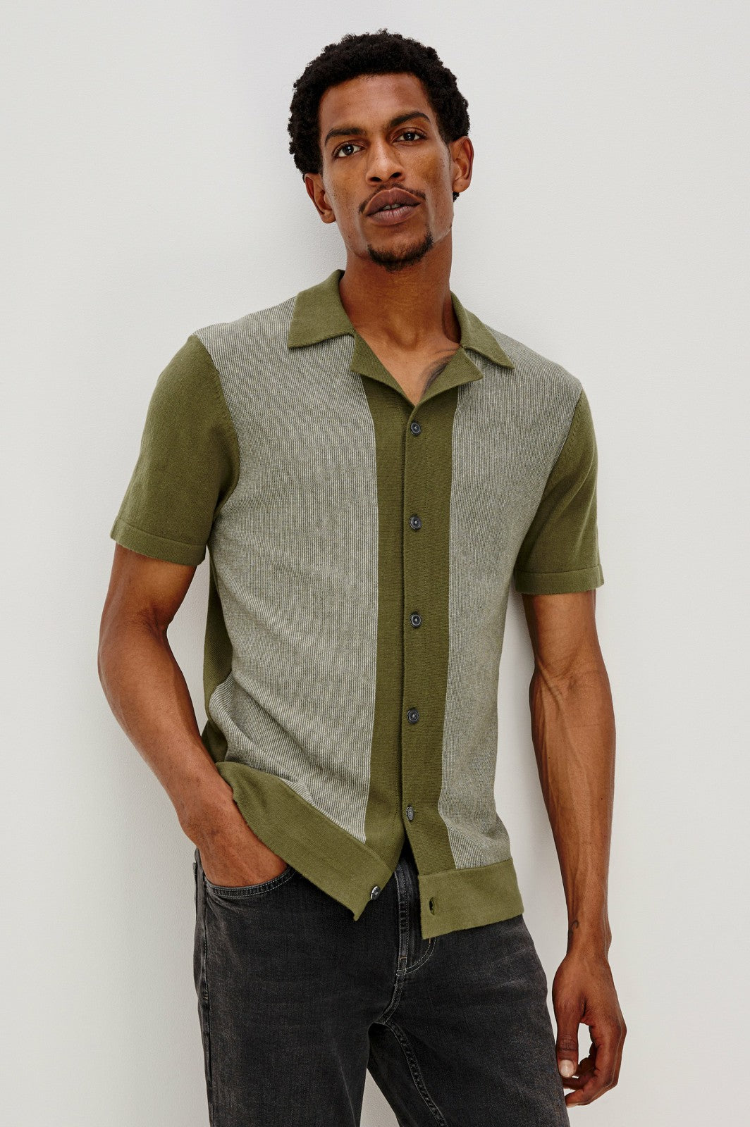 SILAS SHIRT - OLIVE KHAKI STRIPE| Rails US