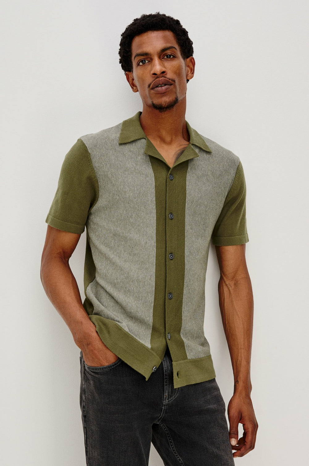 SILAS SHIRT - OLIVE KHAKI STRIPE| Rails US