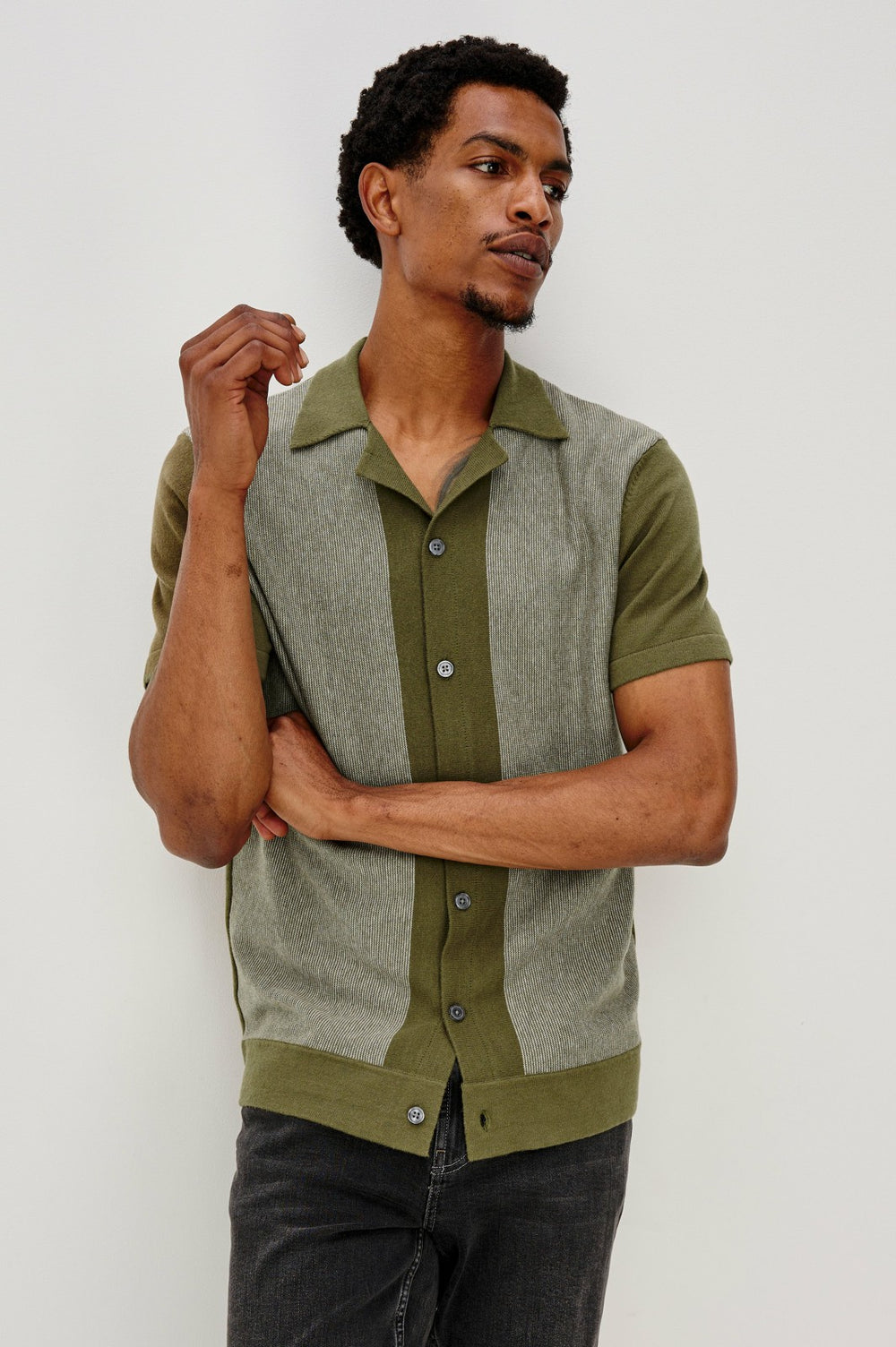SILAS SHIRT - OLIVE KHAKI STRIPE| Rails US