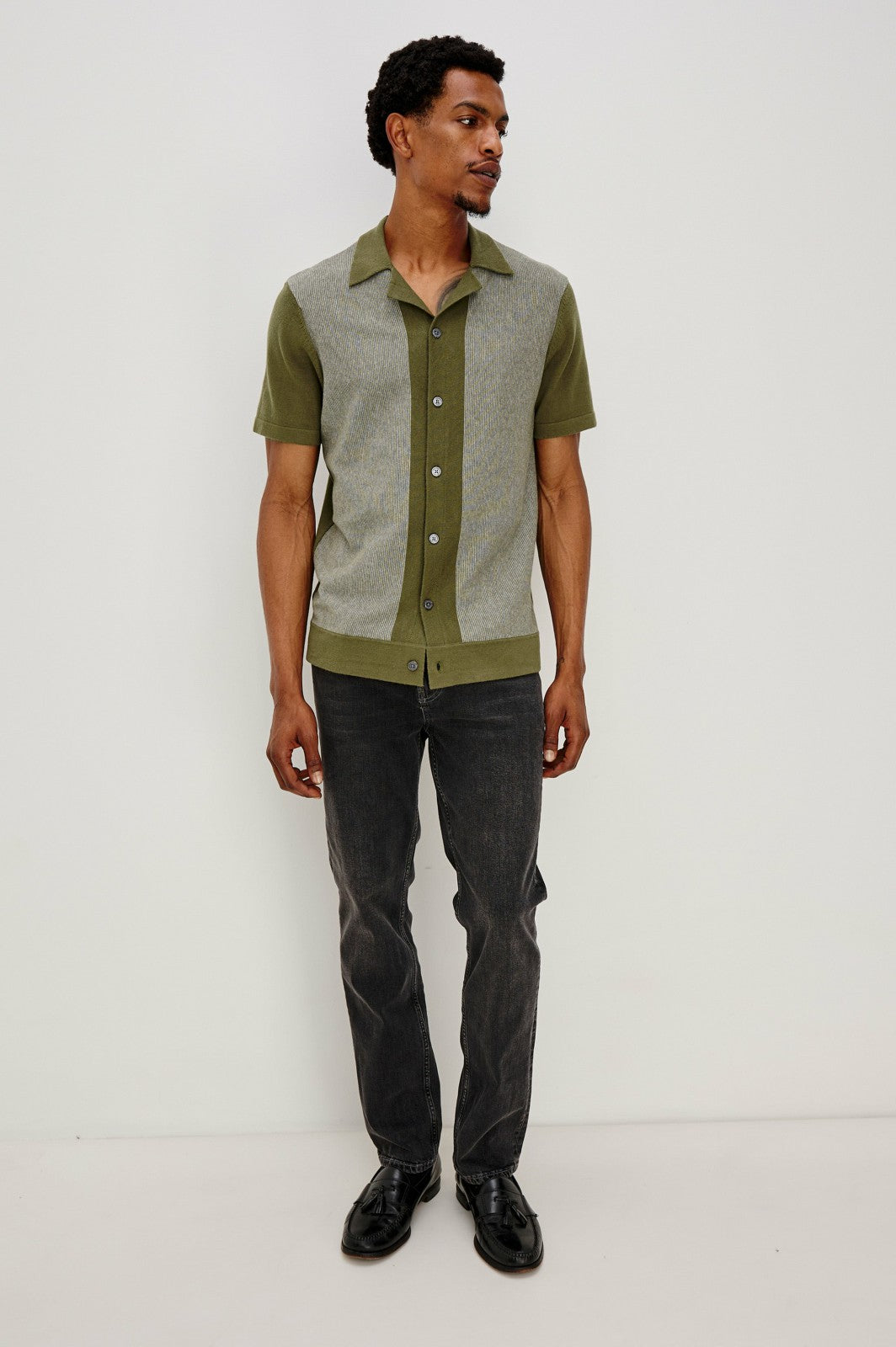 SILAS SHIRT - OLIVE KHAKI STRIPE| Rails US