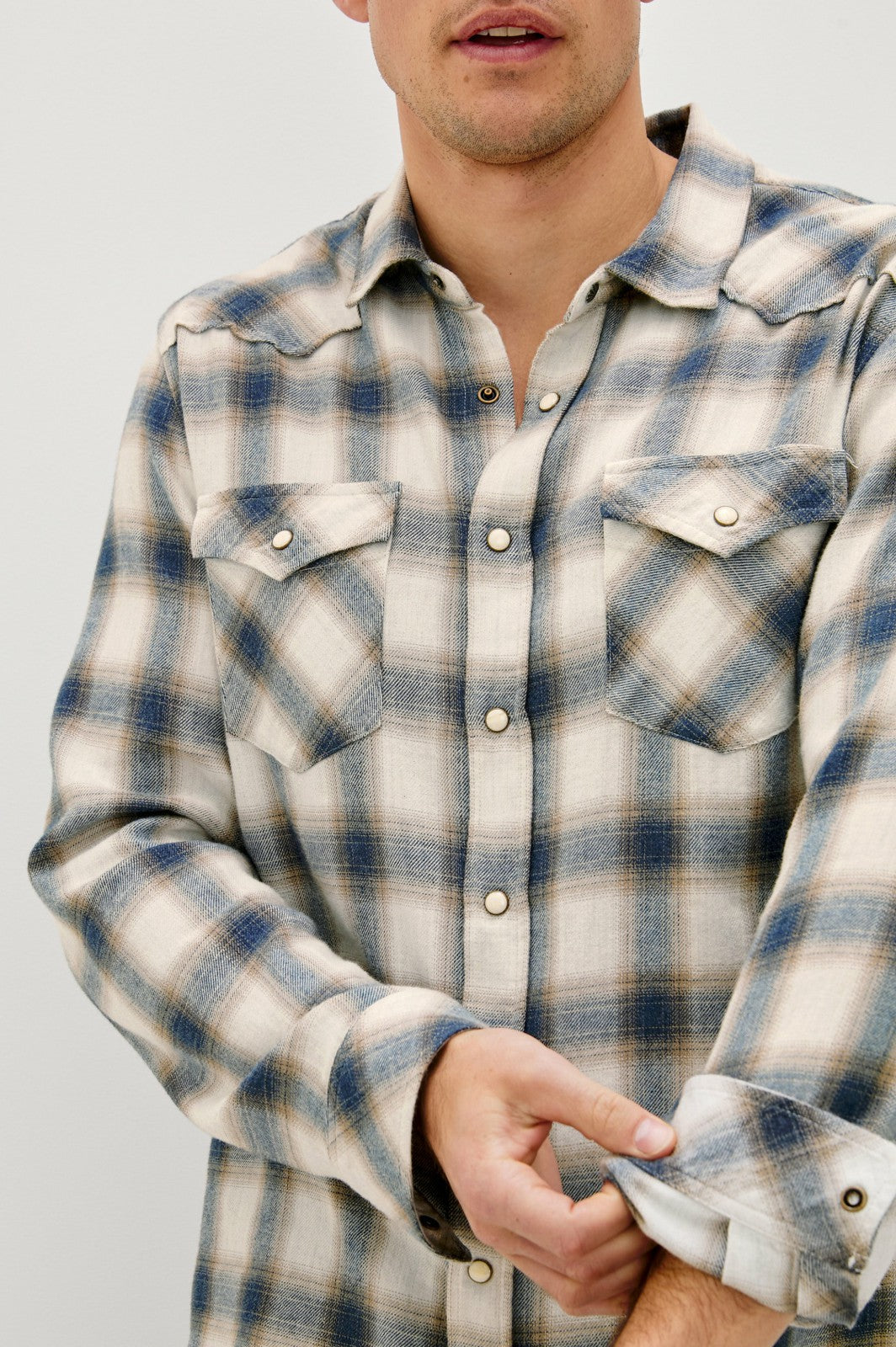 ROY SHIRT - WHEAT MARINE HEATHER| Rails outlet