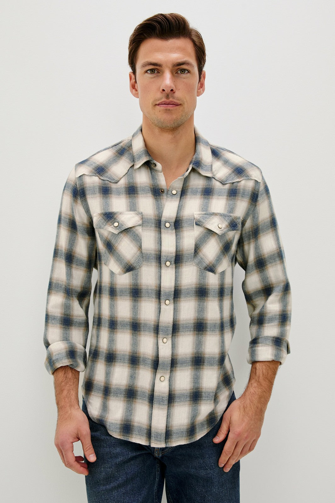 ROY SHIRT - WHEAT MARINE HEATHER| Rails outlet