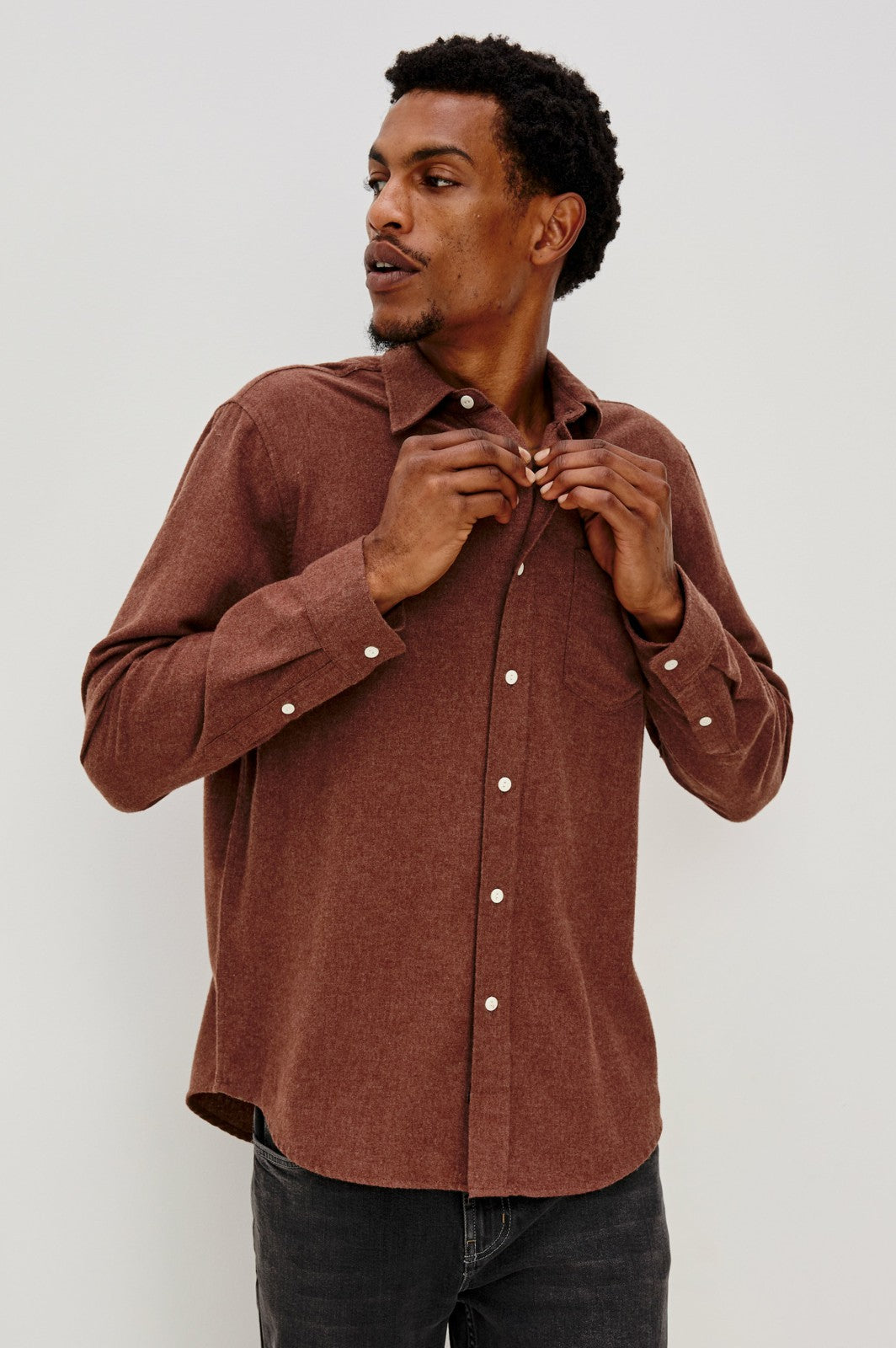 RUNSON SHIRT - MAHOGANY HEATHER| Rails on sale