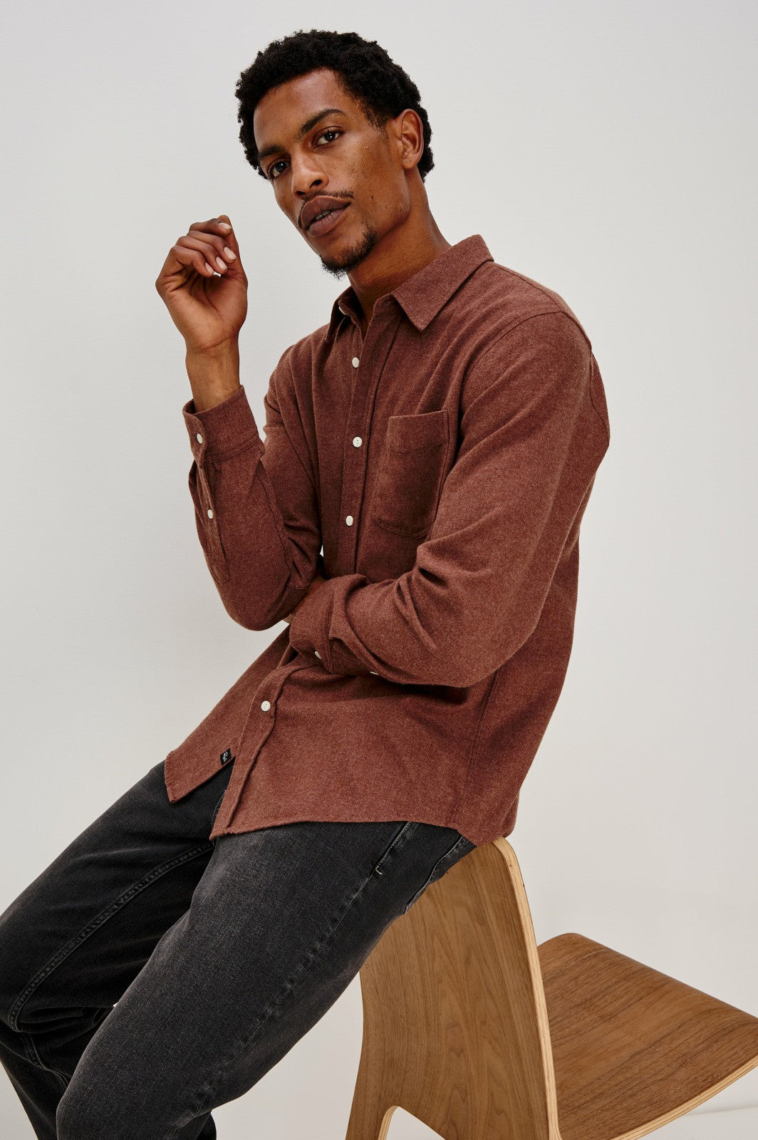 RUNSON SHIRT - MAHOGANY HEATHER| Rails on sale