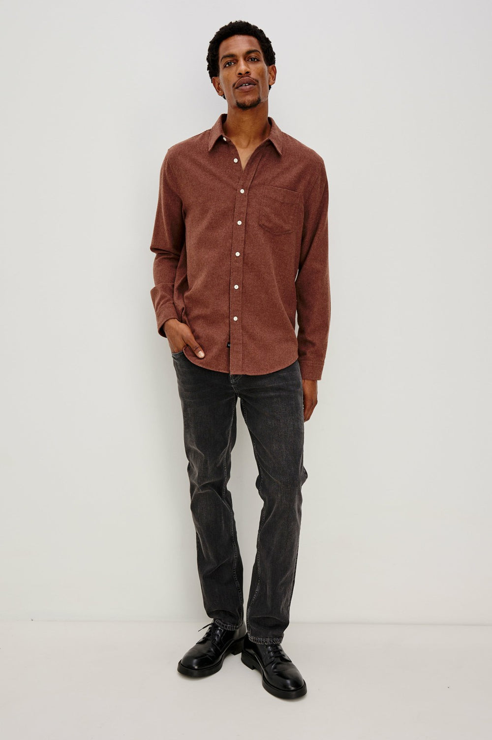 RUNSON SHIRT - MAHOGANY HEATHER| Rails on sale