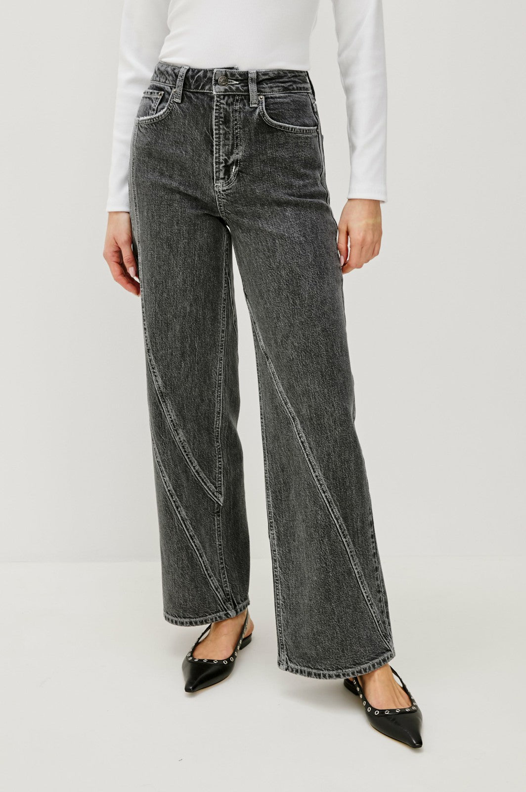 GETTY TWIST SEAM WIDE LEG - WASHED CHARCOAL| Rails sale