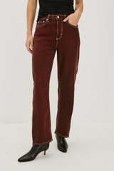 SAMO BARREL LEG - CHOCOLATE CONTRAST STITCH| Rails discount