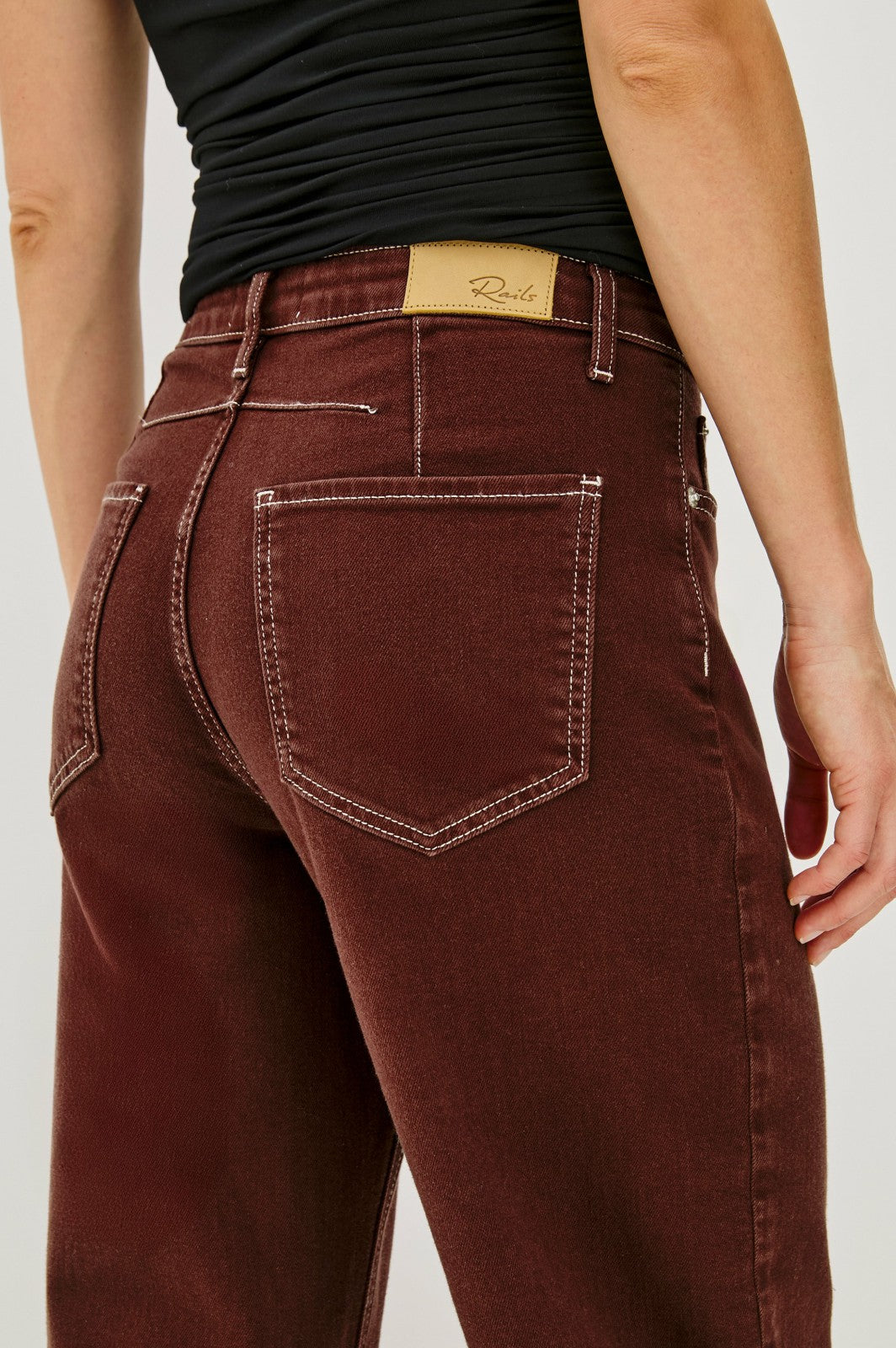 SAMO BARREL LEG - CHOCOLATE CONTRAST STITCH| Rails discount