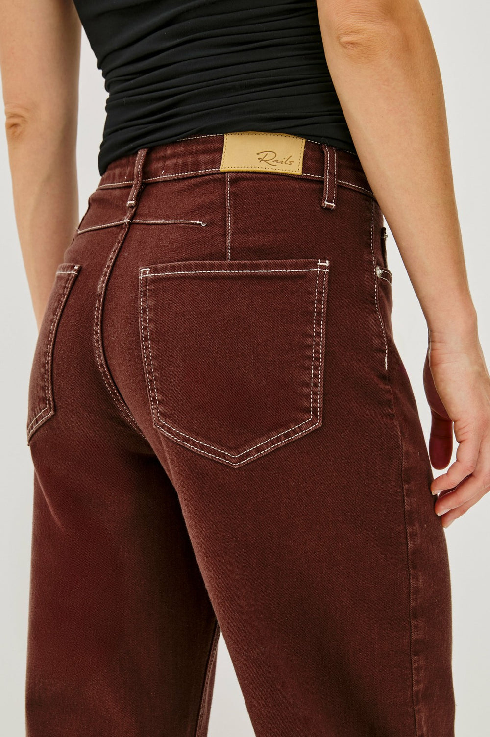 SAMO BARREL LEG - CHOCOLATE CONTRAST STITCH| Rails discount