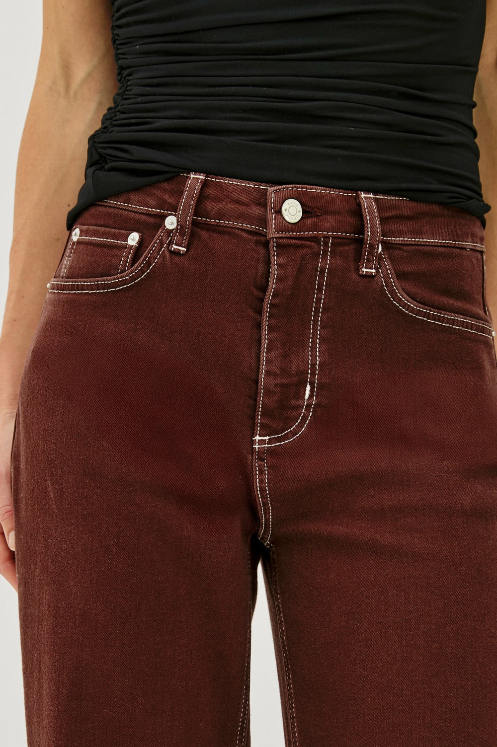 SAMO BARREL LEG - CHOCOLATE CONTRAST STITCH| Rails discount