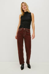 SAMO BARREL LEG - CHOCOLATE CONTRAST STITCH| Rails discount