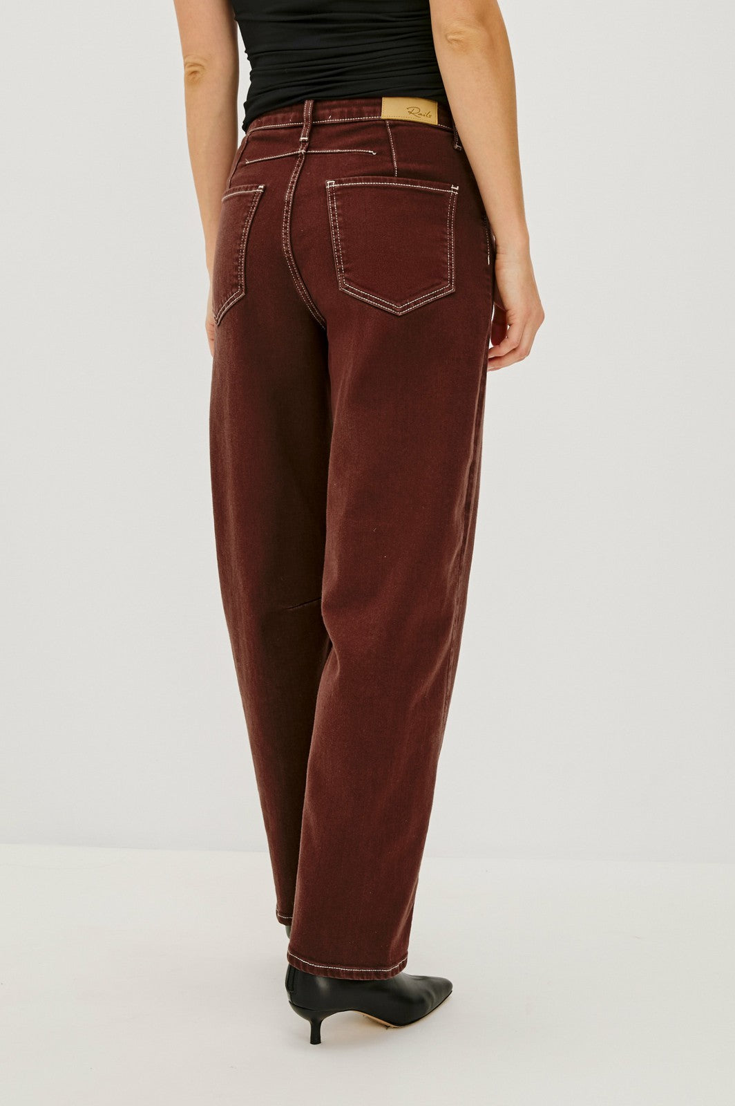 SAMO BARREL LEG - CHOCOLATE CONTRAST STITCH| Rails discount