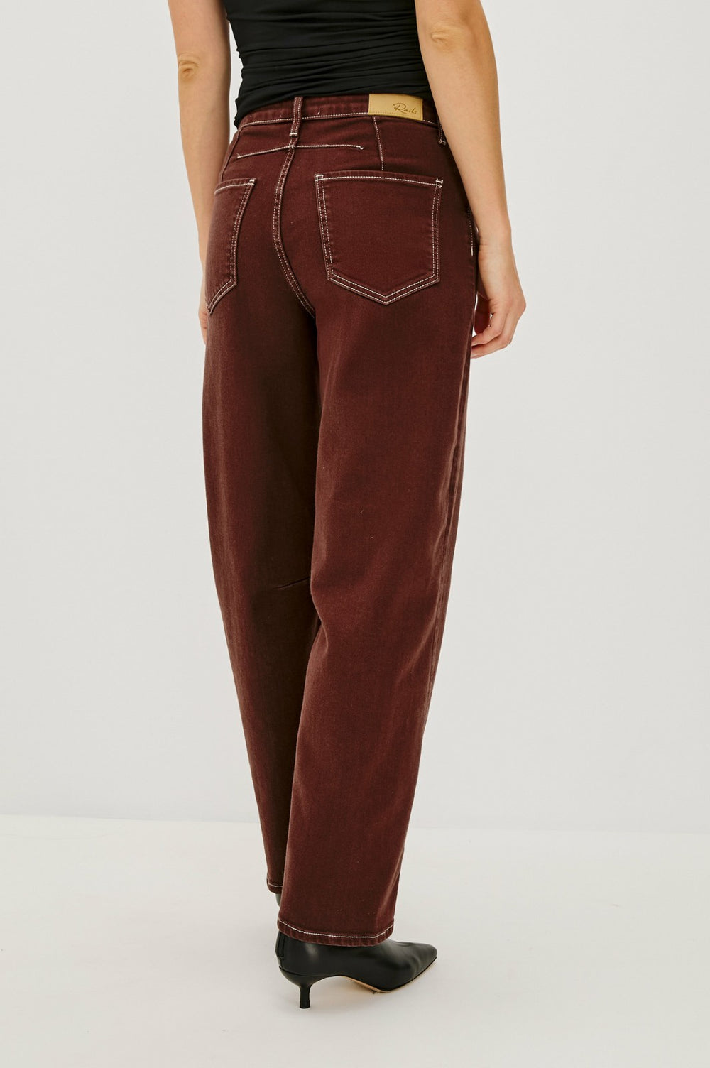 SAMO BARREL LEG - CHOCOLATE CONTRAST STITCH| Rails discount
