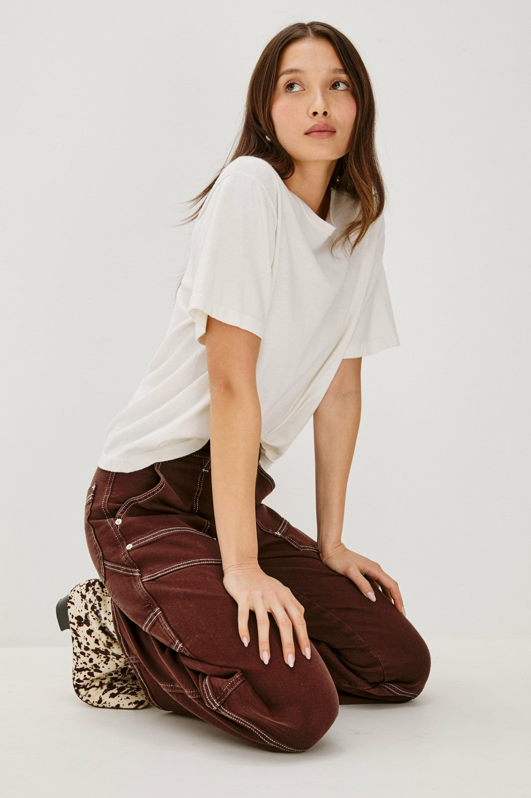 SILVERADO CARPENTER CROP - CHOCOLATE CONTRAST STITCH| Rails discount